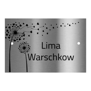 V2A Edelstahlschild in verschiedenen Größen, individuell personalisierbar.