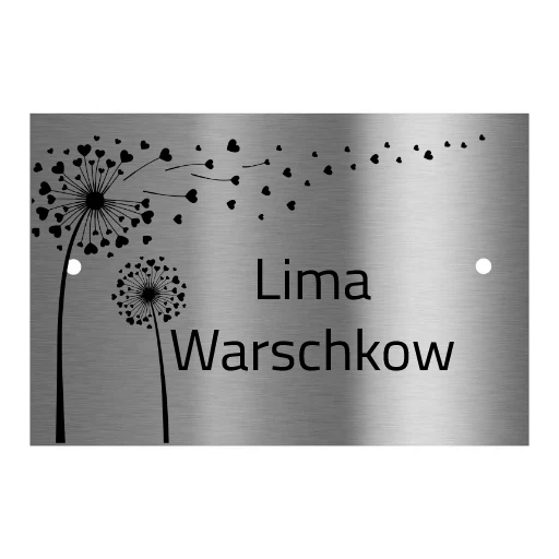 V2A Edelstahlschild in verschiedenen Größen, individuell personalisierbar.