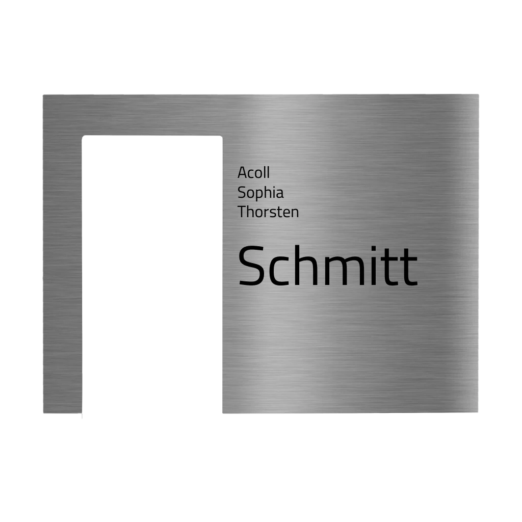 V2A Edelstahl Türschild für Ring Videotürklingel – 200x145mm – Lasergravur oder UV-Druck – Weiß/Anthrazit/Gebürstet