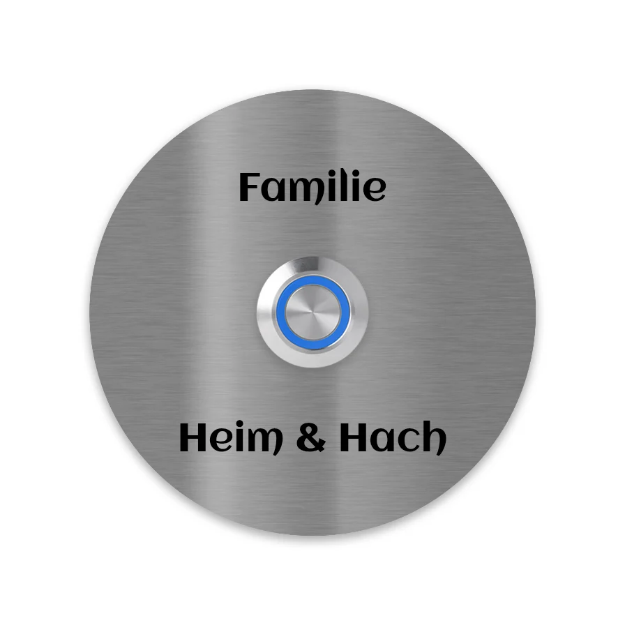 V2A Edelstahl Türklingel Miami – Rund 8/10cm – LED – Gravur – Unterputz/Aufputz