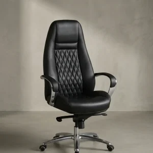 Chefsessel Echtleder mit Aluminiumfußkreuz und ergonomischer Sitzform