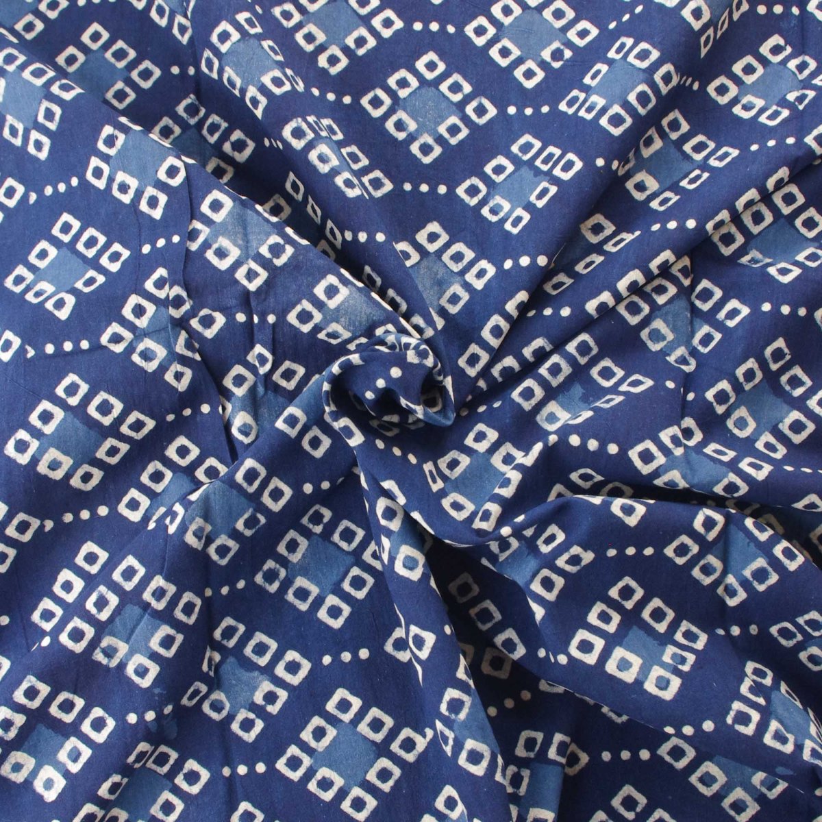 Natural Indigo Hand Block Printed Fabric - Indigo Bandhani Dots ( Design 422) – Bild 4