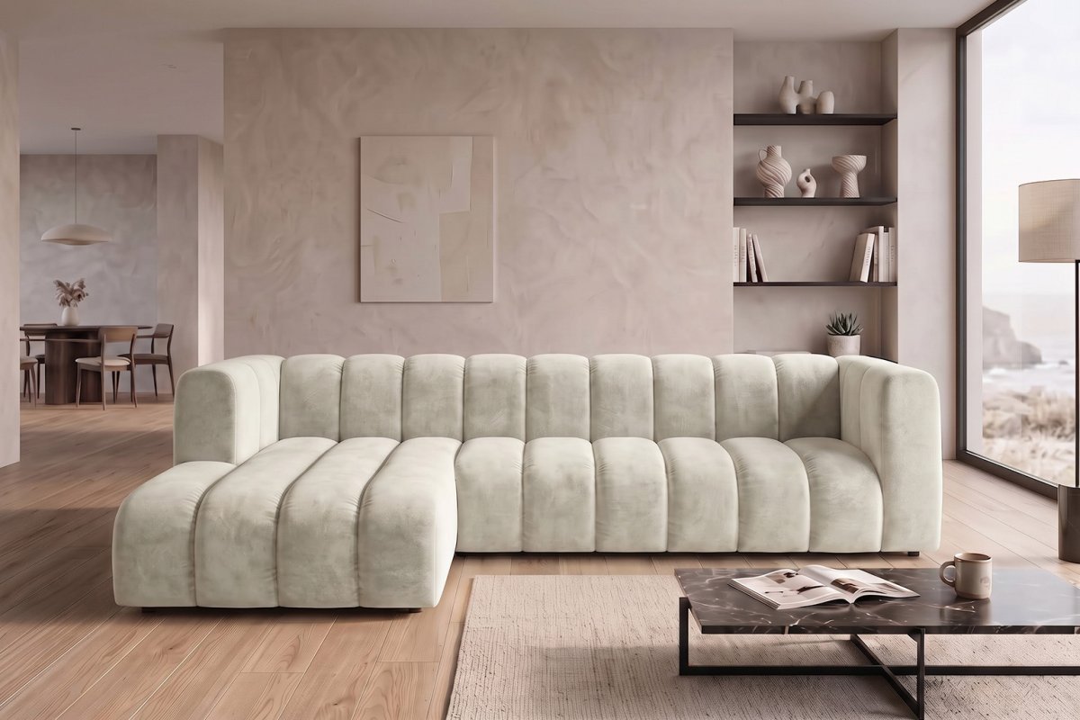 Ecksofa Modulares GRAND L 318 im Velvet-Stoff Riviera