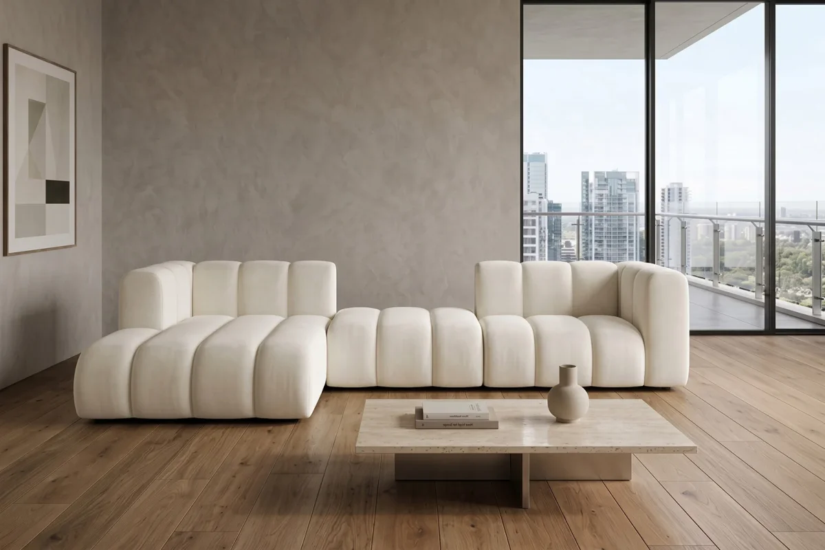 Ecksofa Modulares GRAND L 319 im Velvet-Stoff Riviera