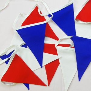 Red White and Blue Plain Fabric Bunting Banner, 3M, 5M & 10M