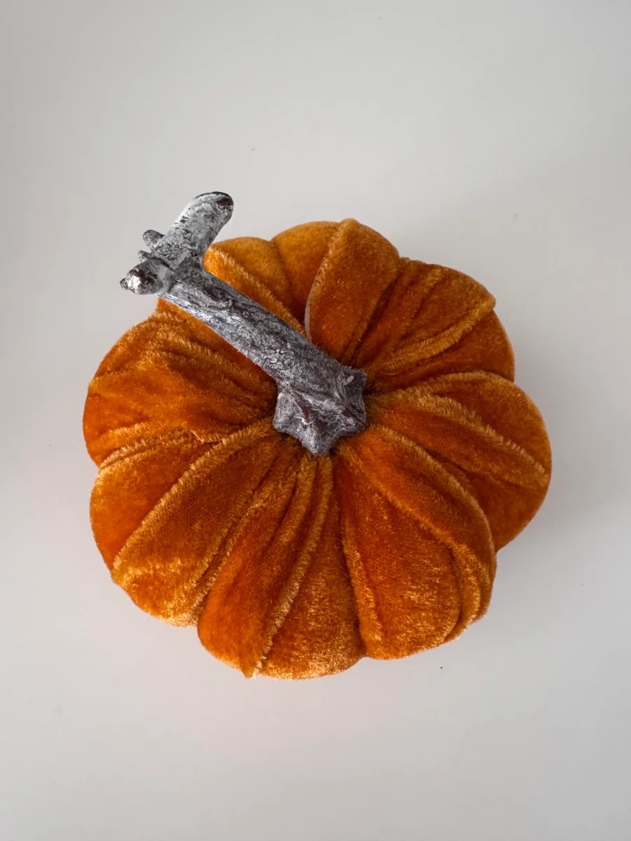 Samt Deko Kürbis in Orange 12 cm