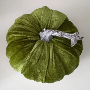 Samt Deko Kürbis in Dunkel Grün 12 cm
