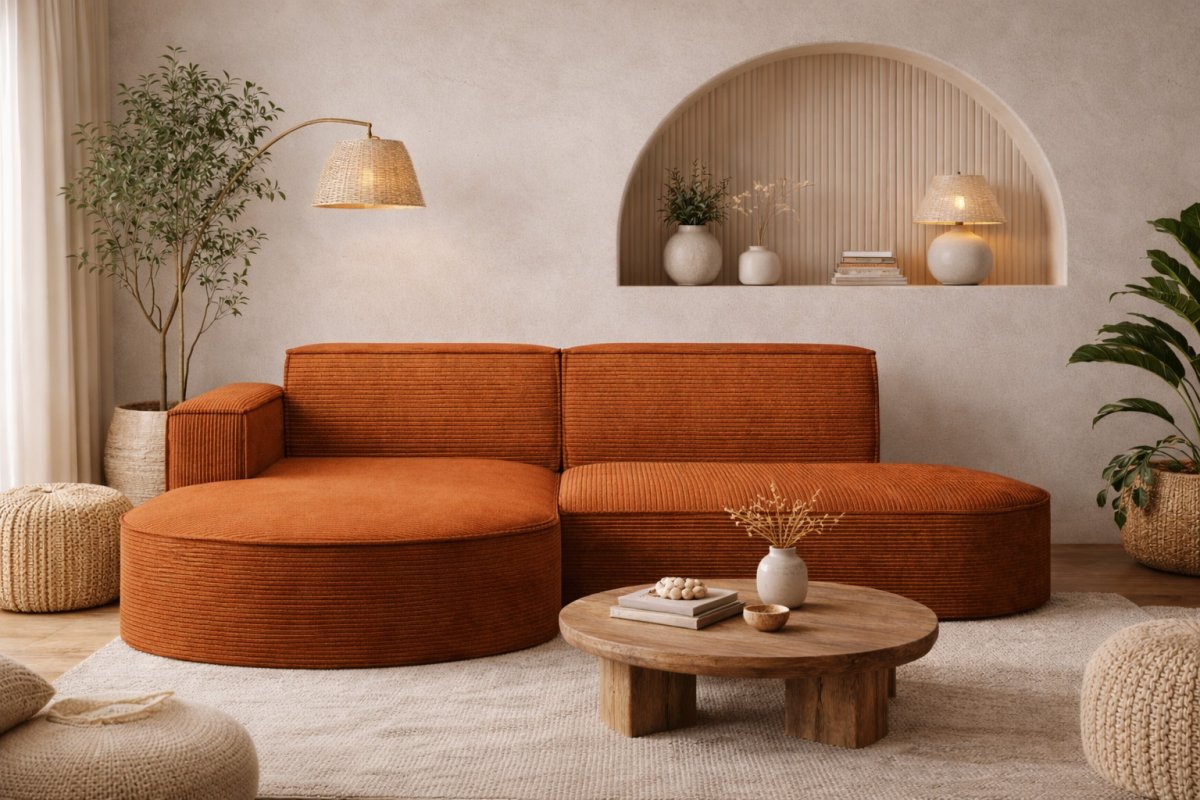 Ecksofa Designer MODENA STUDIO stoff Dicker cord Poso