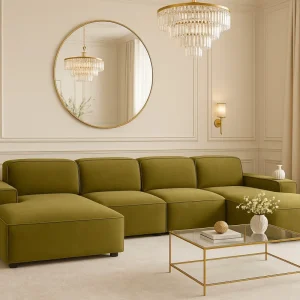 Ecksofa Cursal U-Form – großes modulares Sofa aus hochwertigem Stoff Salvador