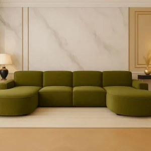 Ecksofa Cursal Round U-Form – großes modulares Sofa mit sanften Rundungen stoff Salvador