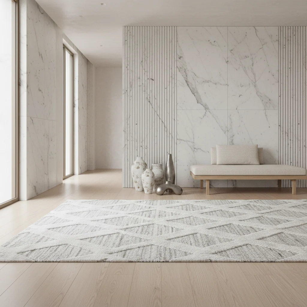 3D Hochflor-Teppich Boho-Rauten – Waschbar | Locker Gewebter Hoch-Tief-Effekt | 2 cm Florhöhe für Wohnkomfort – Bild 3