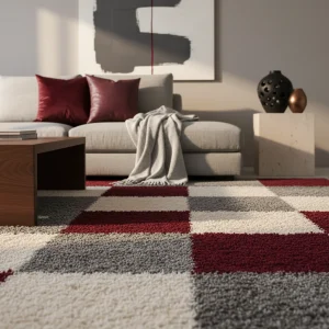 Shaggy Hochflor-Teppich Karo – Waschbar & Flauschig | 3 cm Florhöhe für Barfußkomfort