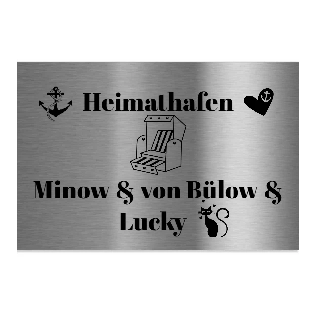 V2A Edelstahlschild in verschiedenen Größen, individuell personalisierbar.