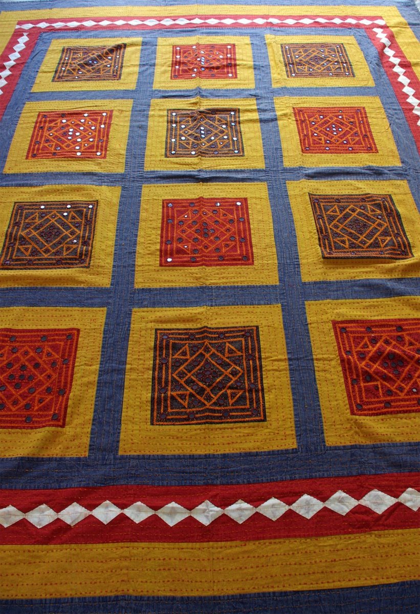 Multicoloured Mirror patchwork Indian Bedspread – Bild 3