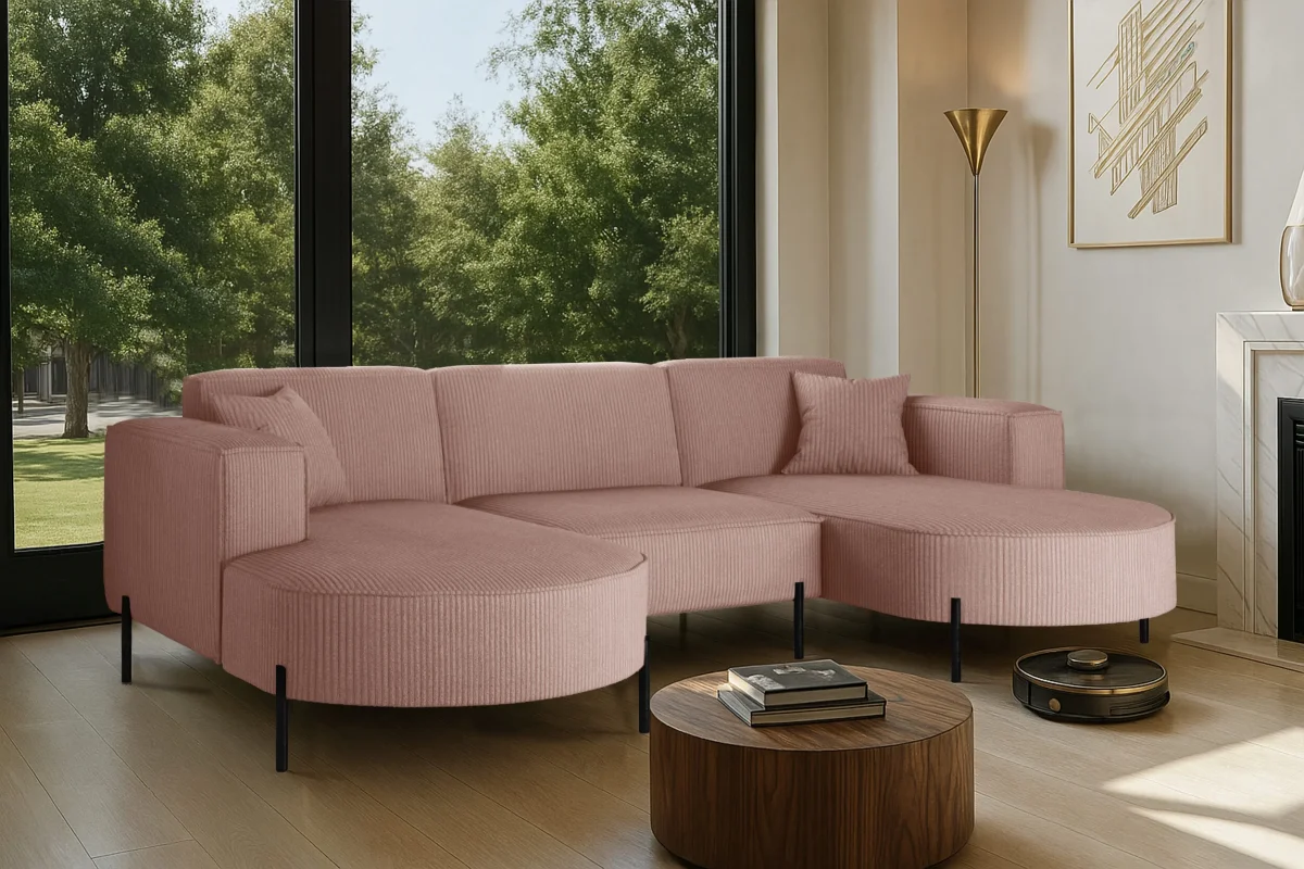 Designer Ecksofa in U-Form – MODENA REIN aus Cordstoff POSO – Bild 4