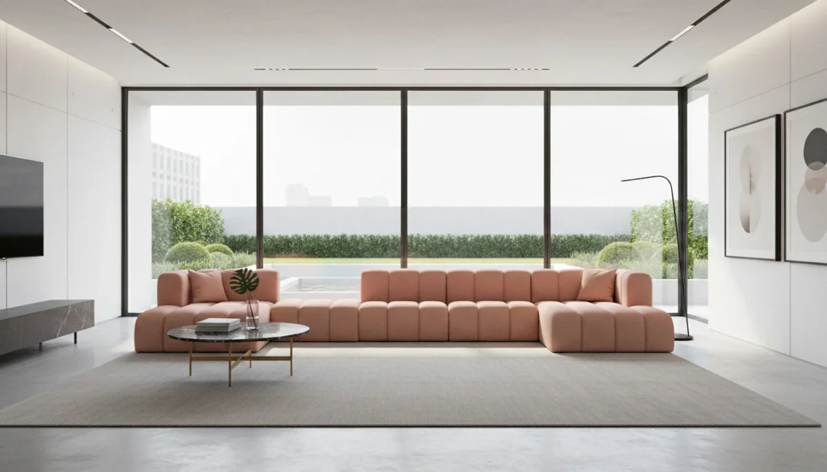 Ecksofa, Sofa U-Form, modulare Wohnlandschaft, Veloursstoff Salvador, Grand U Big XL 500 cm – Bild 4